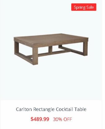 Ashley Furniture Cariton rectangle cocktail table offer