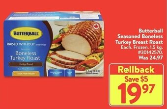 Walmart Butterball seasoned boneless turkey breast roast offer
