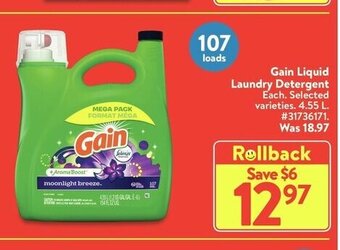 Walmart Gain liquid laundry detergent offer