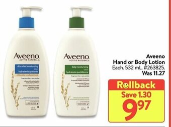 Walmart Aveeno hand or body lotion offer