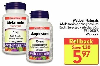 Walmart Webber naturals melatonin or magnesium offer