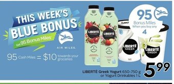 Sobeys Liberté Greek Yogurt offer