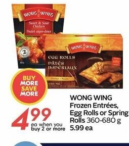 Sobeys Wong Wing Frozen Entrées offer