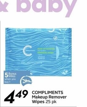 Sobeys Compliments Makeup Remover Wipes offer