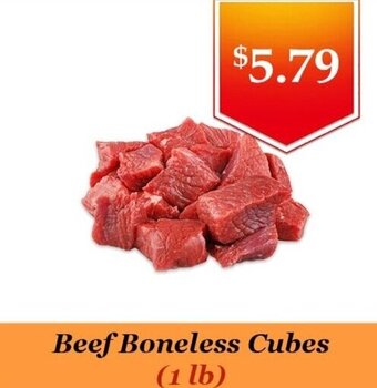 Atiya's Fresh Farm Beef boneless cubes offer