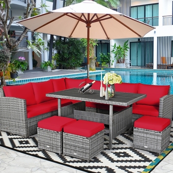 Best Buy Costway 7 PCS Patio Rattan Dining Set Sectional Sofa Couch Ottoman Garden offer
