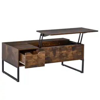 Best Buy HOMCOM Wood Lift Top Coffee Table with Hidden Storage Compartment, Side Drawer offer