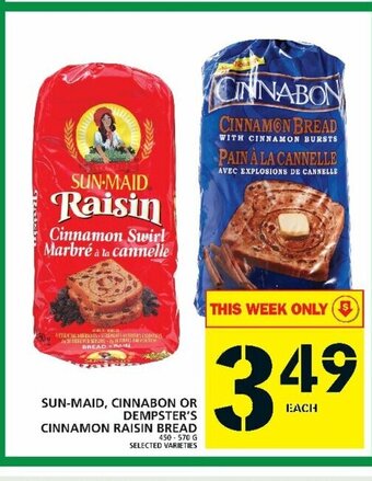 Food Basics Sun-Maid, Cinnabon or Dempster's Cinnamon Raisin Bread offer