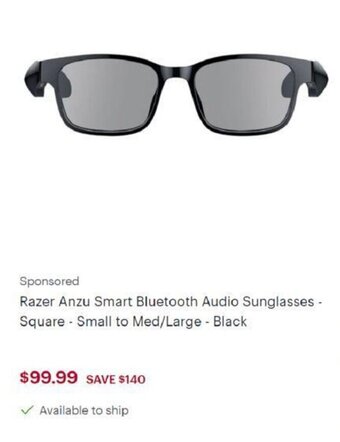 Best Buy Razer Anzu Smart Bluetooth Audio Sunglasses- Square - Small to Med/Large - Black offer