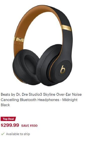 Best Buy Beats By Dr. Dre Studio3 Skyline Over-Ear Noise Cancelling Bluetooth Headphones - Midnight Black offer