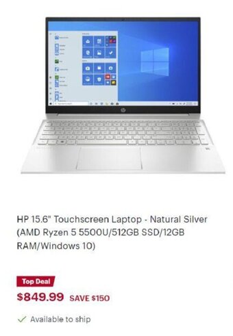 Best Buy HP 15.6" touchscreen laptop offer