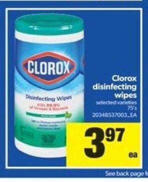 Real Canadian Superstore Clorox Disinfecting Wipes offer