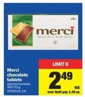Real Canadian Superstore Merci Chocolate Tablets offer