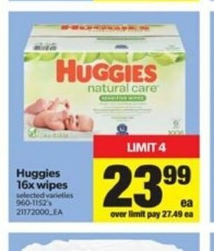 Real Canadian Superstore Huggies 16x Wipes offer