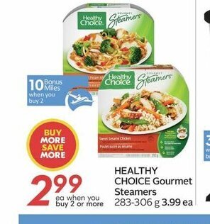 Sobeys Healthy Choice Gourmet Steamers offer
