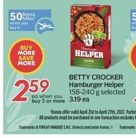 Sobeys Betty Crocker Hamburger Helper offer