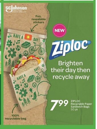 Sobeys Ziploc Recyclable Paper Sandwich Bags offer