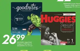 Sobeys Huggies Giga Pack Diapers, Pull-Ups or Goodnites offer