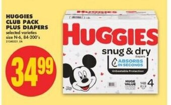 No Frills Huggies Club Pack Plus Diapers offer