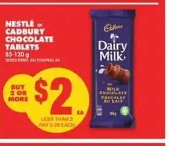 No Frills Nestlé or Cadbury chocolate tablets offer