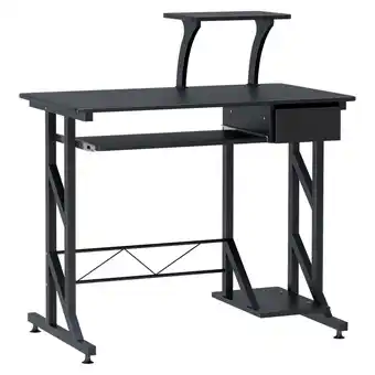 Best Buy HOMCOM Computer Desk Compact Writing Workstation Space Saving for Home Office Wood with Keyboard Tray, Black (35.4"Lx19.7"Wx3 offer