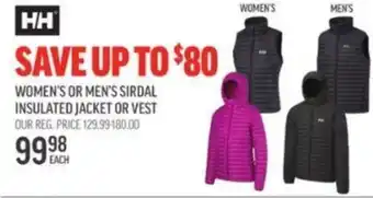 Sport Chek Women's or men's sirdal insulated jacket or vest offer