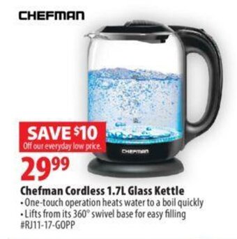 London Drugs Chefman cordless 1.7L glass kettle offer