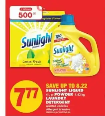 No Frills Sunlight Liquid Powde Laundry Detergent offer