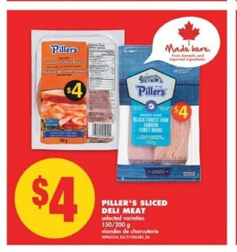 No Frills Piller's Sliced Deli Meat offer