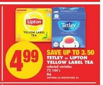 No Frills Tetley or Lipton Yellow Label Tea offer