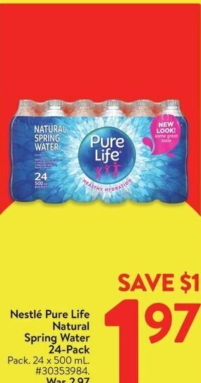 Walmart Nestlé pure life natural spring water 24-pack offer
