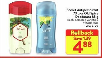 Walmart Secret Antiperspirant offer