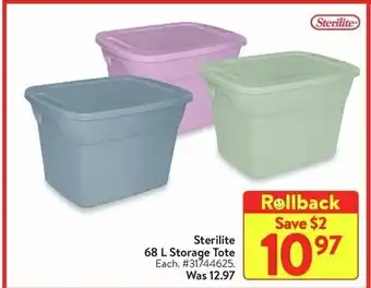 Walmart Sterilite 68L Storage Tote offer