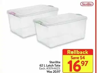 Walmart Sterilite 62L Latch Tote offer