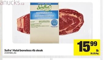 Real Canadian Superstore Sufra Halal Boneless Rib Steak offer