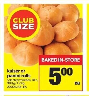 Real Canadian Superstore Kaiser or Panini Rolls offer