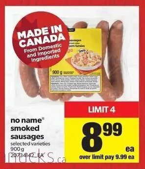 Real Canadian Superstore No Name Smoked Sausages offer