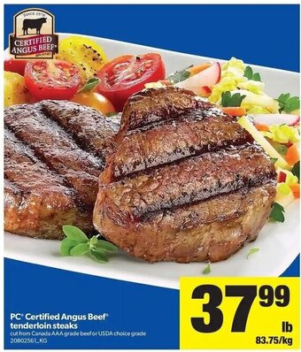 Real Canadian Superstore PC Certified Angus Beef tenderloin steaks offer
