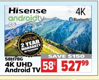 2001 Audio Video Hisense 4K UHD Android Tv offer