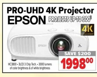 2001 Audio Video Epson Pro-UHD 4k Projector offer