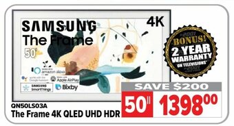 2001 Audio Video Samsung The Frame 4k QLED UHD HDR offer