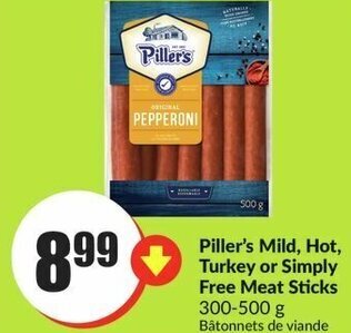 FreshCo Piller's mild, hot, turkey or simply free meat sticks offer