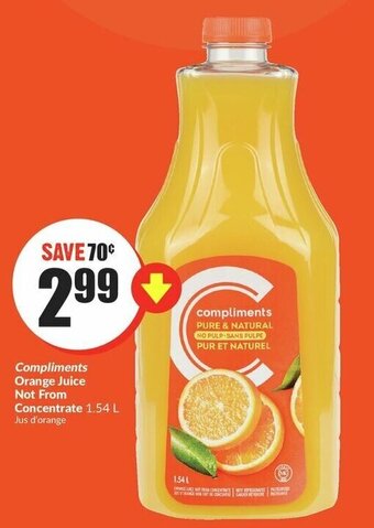 FreshCo Compliments orange juice not from concentrate offer