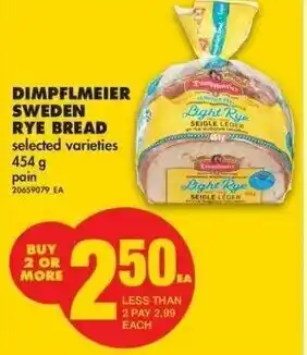 No Frills Dimpflmeier sweden rye bread offer