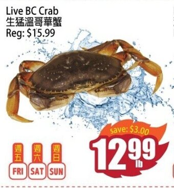 Field Fresh Supermarket Live BC Crab offer