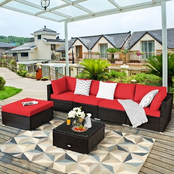 Best Buy Costway 6PCS Outdoor Patio Rattan Furniture Set Cushioned Sectional Sofa offer