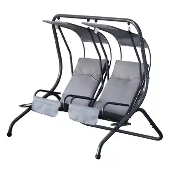 Best Buy Outsunny 2 Seat Modern Outdoor Swing Chairs With Removable Canopy offer