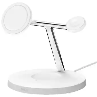 Best Buy Belkin BOOST CHARGE Pro 3-in-1 15W Wireless Charging Stand with Magsafe (WIZ009ttWH) - White offer