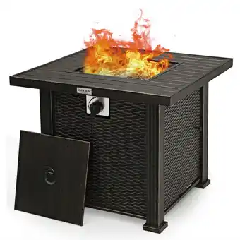 Best Buy Gymax 30" Gas Fire Pit Table 50,000 BTU Square Propane Fire Pit Table W/ Cover offer