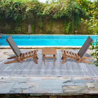 Best Buy Patioflare Lakeside 3-Piece Wood Patio Lounger Set - Grey offer